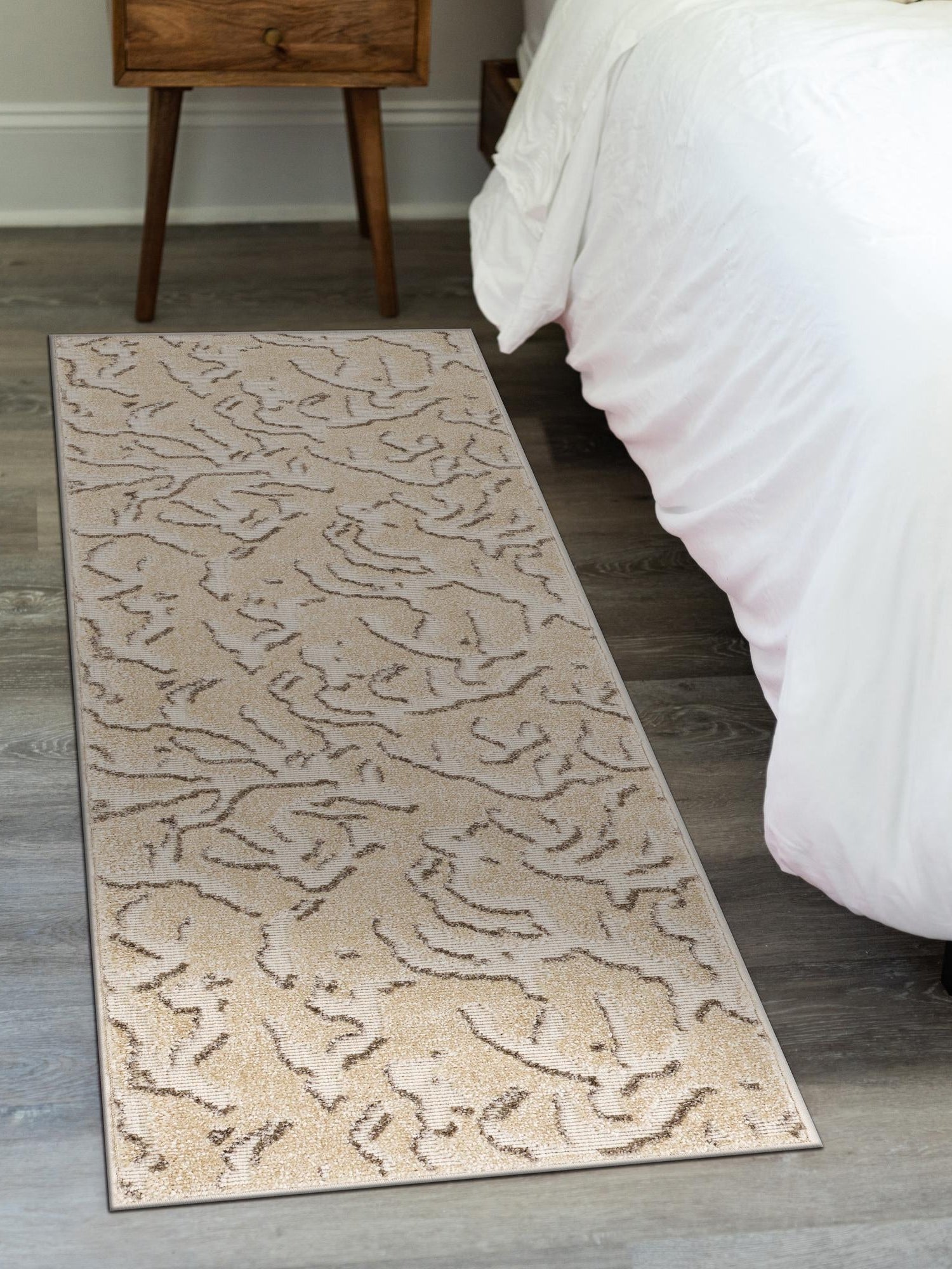 Beige and Ivory 2' 7 x 12' Sabrina Soto Outdoor Runner Area Rug Weather Resistant for Patio, Deck, Terrace, Balcony, Porch Durable Carpet for Exterior Home Design for Sale at Rug Engine