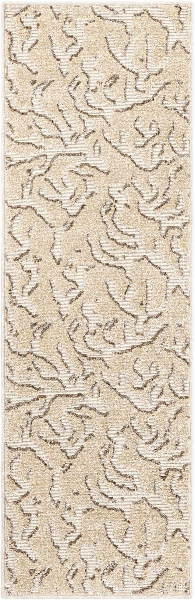 Beige and Ivory 2' x 6' 1 Sabrina Soto Outdoor Runner Area Rug Weather Resistant for Patio, Deck, Terrace, Balcony, Porch Durable Carpet for Exterior Home Design for Sale at Rug Engine