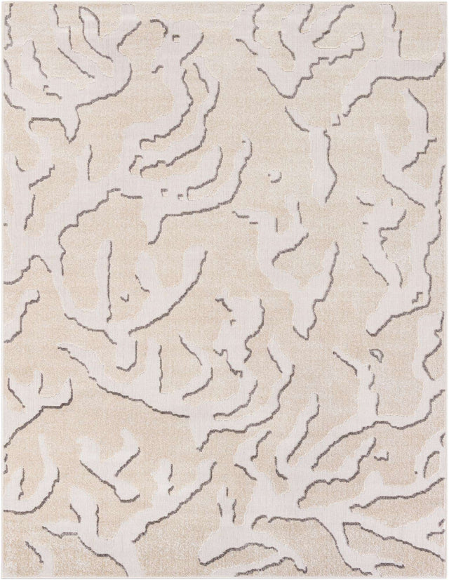 Beige and Ivory 6' 1 x 9' Sabrina Soto Outdoor Rectangle Area Rug Weather Resistant for Patio, Deck, Terrace, Balcony, Porch Durable Carpet for Exterior Home Design for Sale at Rug Engine