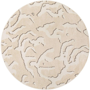 Beige and Ivory 7' 10 x 7' 10 Sabrina Soto Outdoor Round Area Rug Weather Resistant for Patio, Deck, Terrace, Balcony, Porch Durable Carpet for Exterior Home Design for Sale at Rug Engine