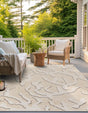 Beige and Ivory 7' 10 x 7' 10 Sabrina Soto Outdoor Square Area Rug Weather Resistant for Patio, Deck, Terrace, Balcony, Porch Durable Carpet for Exterior Home Design for Sale at Rug Engine