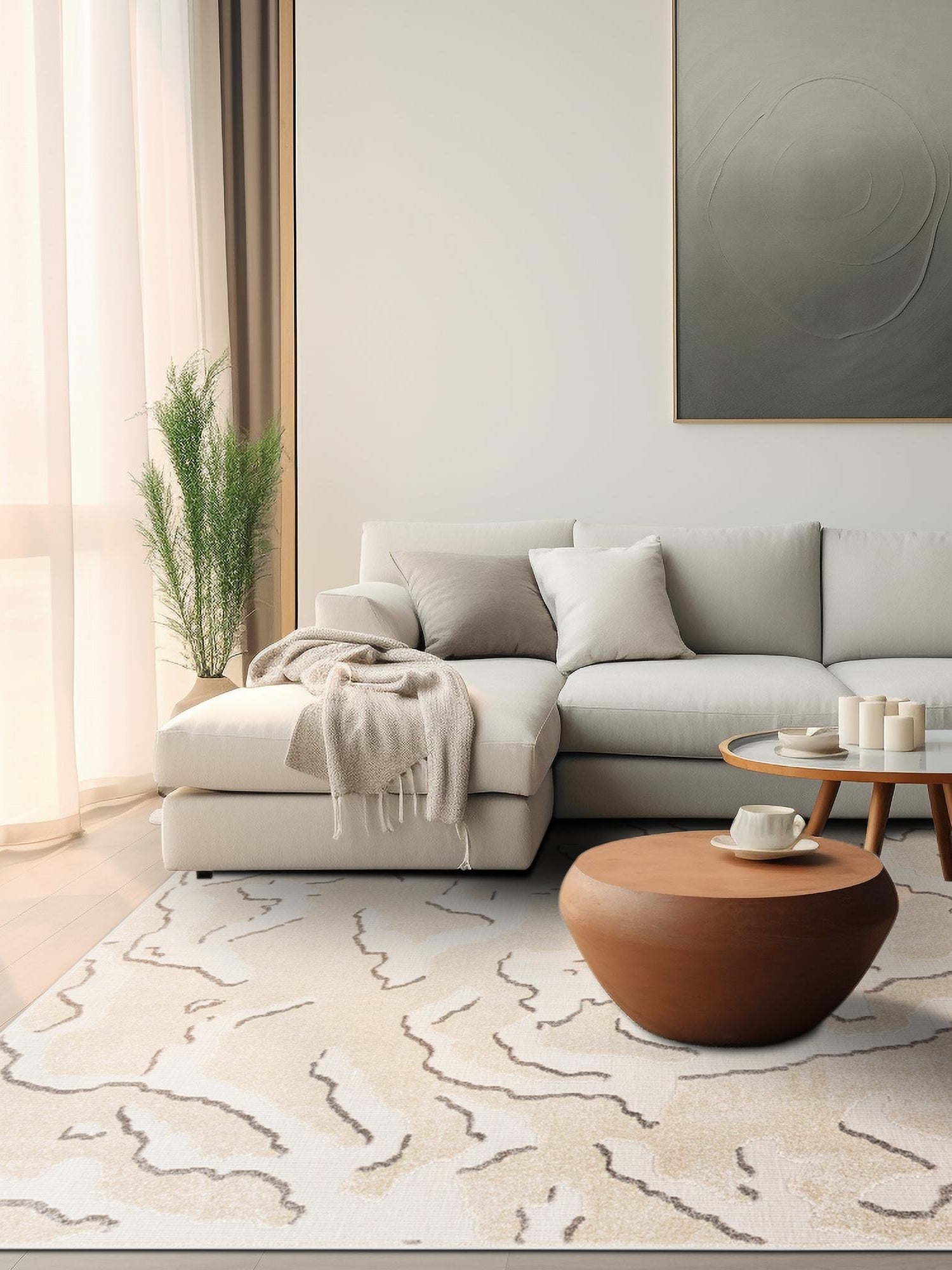 Beige and Ivory 10' x 10' Sabrina Soto Outdoor Square Area Rug Weather Resistant for Patio, Deck, Terrace, Balcony, Porch Durable Carpet for Exterior Home Design for Sale at Rug Engine