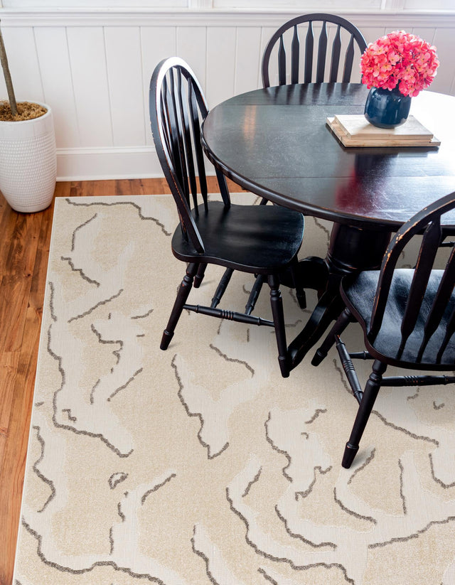 Beige and Ivory 7' 10 x 7' 10 Sabrina Soto Outdoor Square Area Rug Weather Resistant for Patio, Deck, Terrace, Balcony, Porch Durable Carpet for Exterior Home Design for Sale at Rug Engine