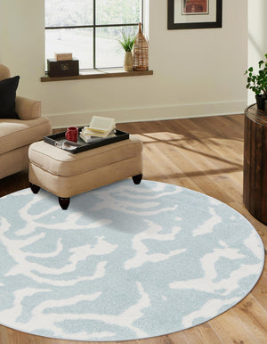 Light Blue 3' 1 x 3' 1 Sabrina Soto Outdoor Round Area Rug Weather Resistant for Patio, Deck, Terrace, Balcony, Porch Durable Carpet for Exterior Home Design for Sale at Rug Engine