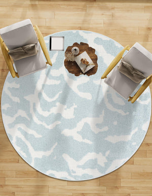 Light Blue 7' 10 x 7' 10 Sabrina Soto Outdoor Round Area Rug Weather Resistant for Patio, Deck, Terrace, Balcony, Porch Durable Carpet for Exterior Home Design for Sale at Rug Engine