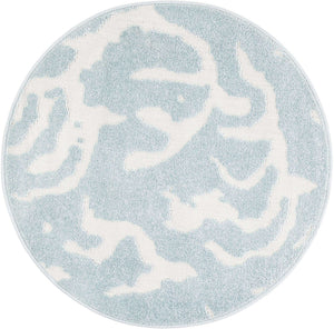 Light Blue 3' 1 x 3' 1 Sabrina Soto Outdoor Round Area Rug Weather Resistant for Patio, Deck, Terrace, Balcony, Porch Durable Carpet for Exterior Home Design for Sale at Rug Engine