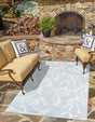 Light Blue 4' 1 x 6' 1 Sabrina Soto Outdoor Rectangle Area Rug Weather Resistant for Patio, Deck, Terrace, Balcony, Porch Durable Carpet for Exterior Home Design for Sale at Rug Engine