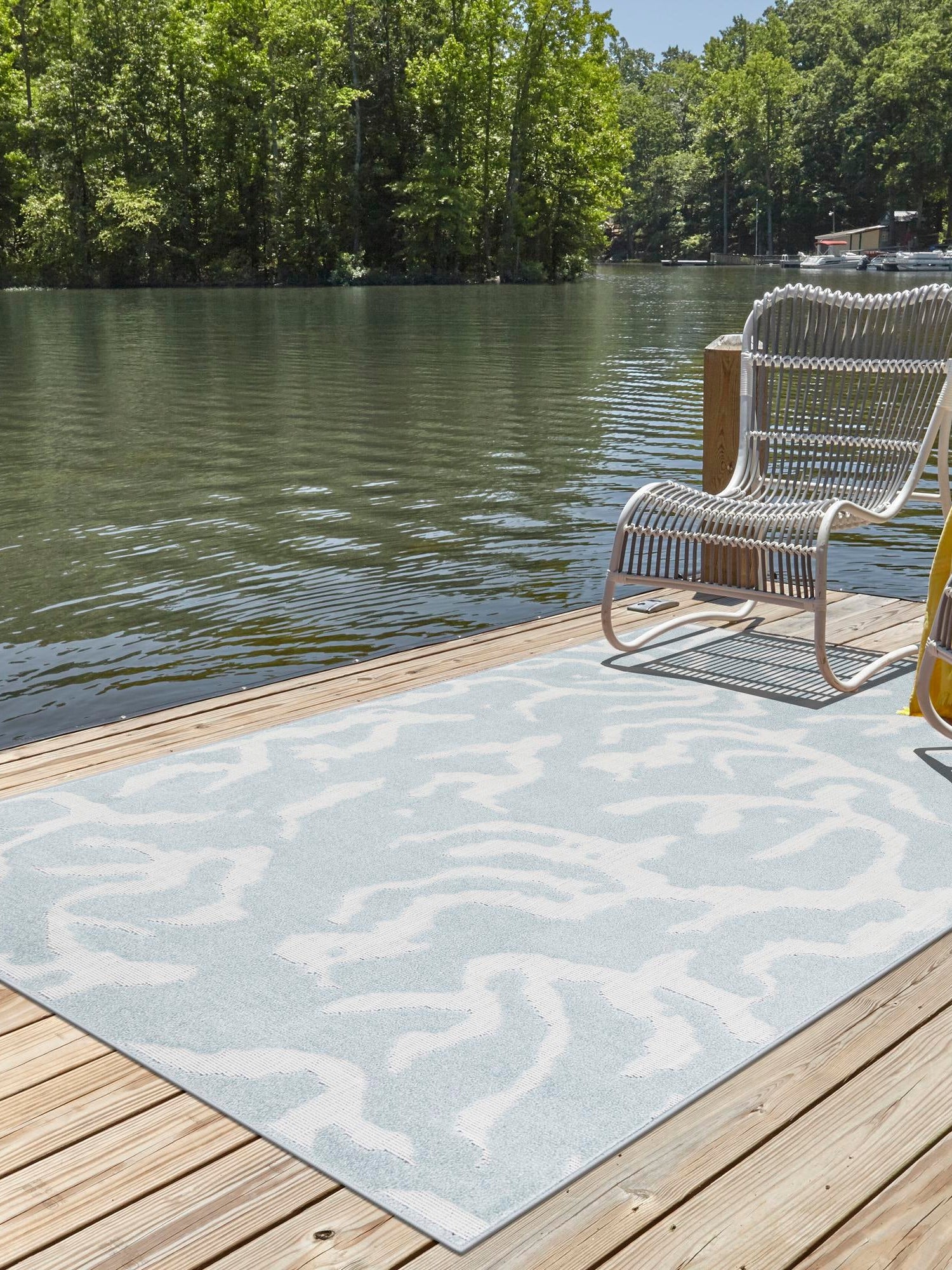 Light Blue 9' x 12' Sabrina Soto Outdoor Rectangle Area Rug Weather Resistant for Patio, Deck, Terrace, Balcony, Porch Durable Carpet for Exterior Home Design for Sale at Rug Engine