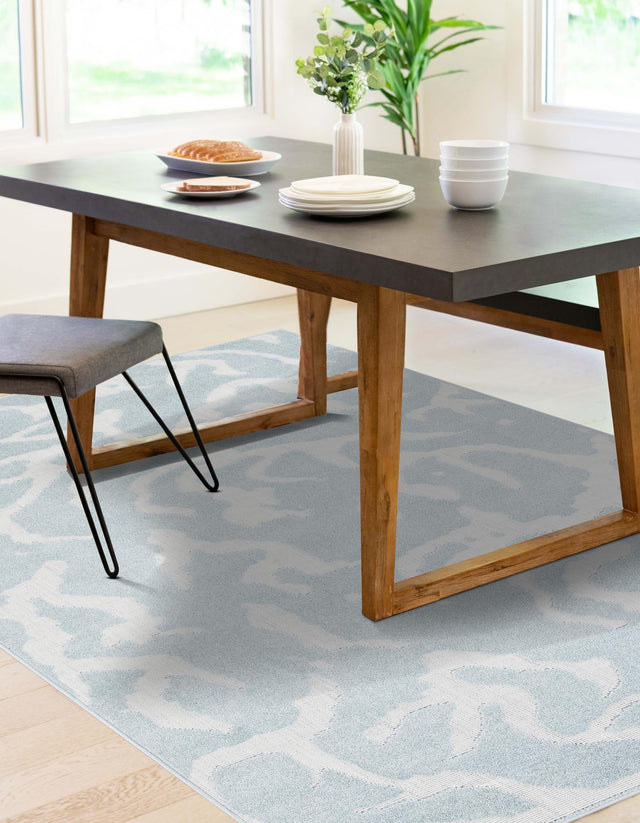 Light Blue 6' 1 x 9' Sabrina Soto Outdoor Rectangle Area Rug Weather Resistant for Patio, Deck, Terrace, Balcony, Porch Durable Carpet for Exterior Home Design for Sale at Rug Engine