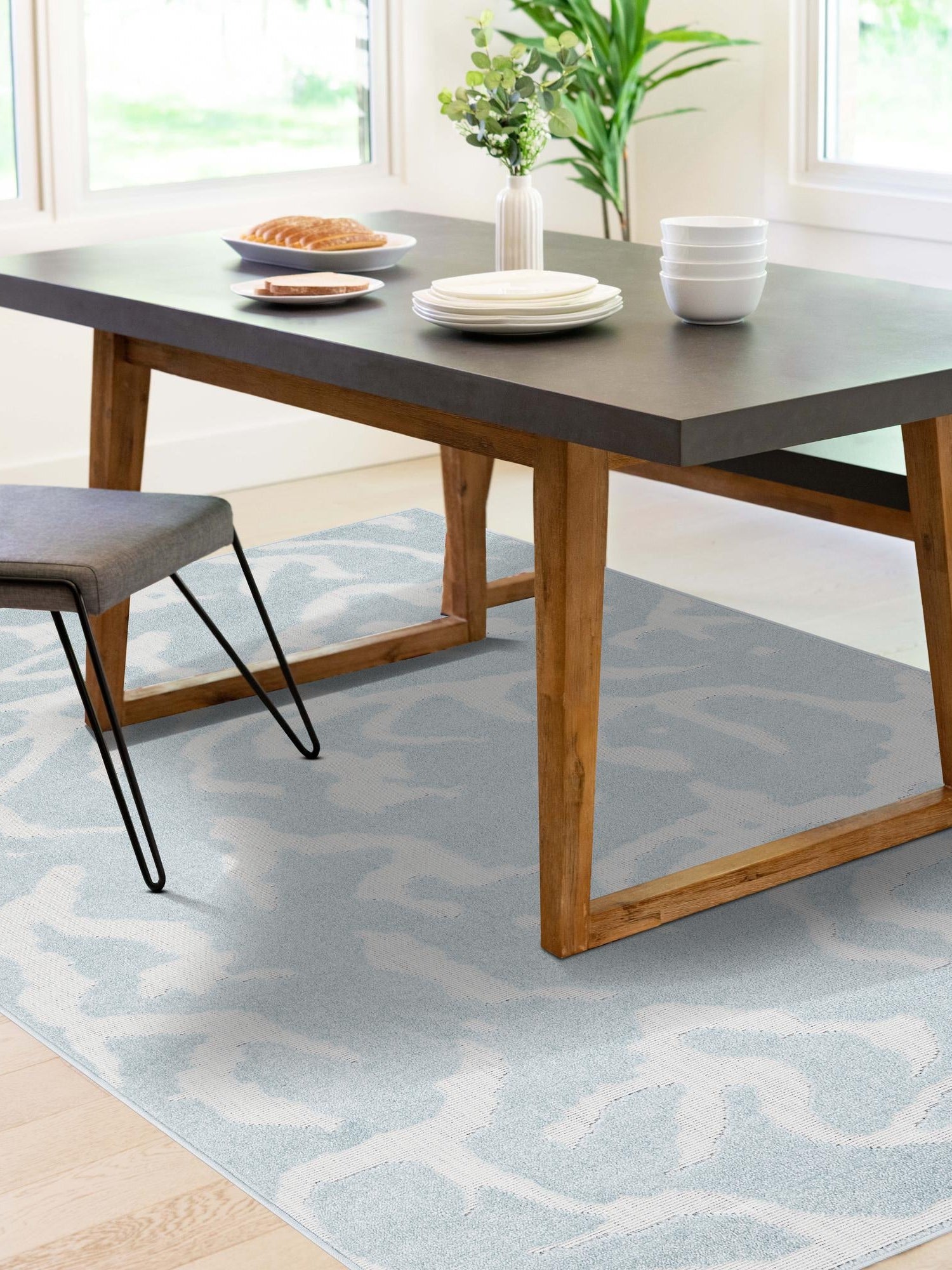 Light Blue 9' x 12' Sabrina Soto Outdoor Rectangle Area Rug Weather Resistant for Patio, Deck, Terrace, Balcony, Porch Durable Carpet for Exterior Home Design for Sale at Rug Engine