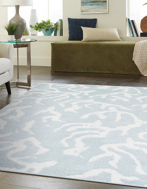 Light Blue 7' 10 x 10' Sabrina Soto Outdoor Rectangle Area Rug Weather Resistant for Patio, Deck, Terrace, Balcony, Porch Durable Carpet for Exterior Home Design for Sale at Rug Engine