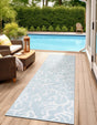 Light Blue 2' 7 x 10' Sabrina Soto Outdoor Runner Area Rug Weather Resistant for Patio, Deck, Terrace, Balcony, Porch Durable Carpet for Exterior Home Design for Sale at Rug Engine