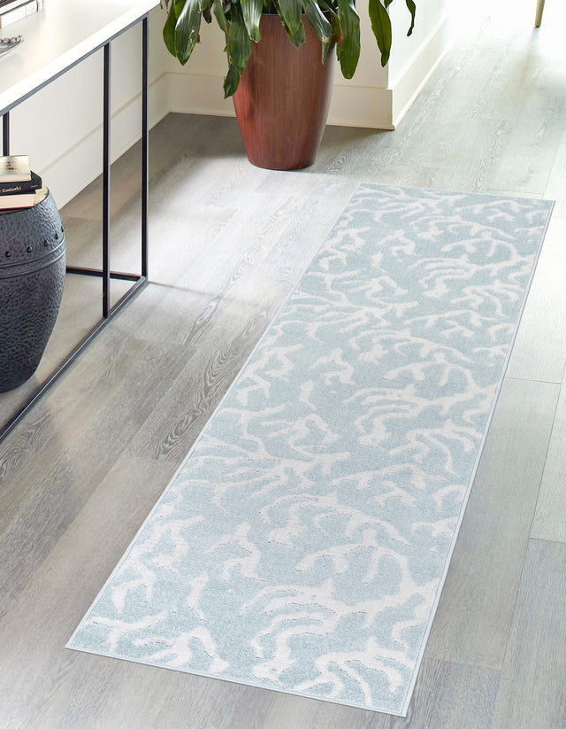 Light Blue 2' x 6' 1 Sabrina Soto Outdoor Runner Area Rug Weather Resistant for Patio, Deck, Terrace, Balcony, Porch Durable Carpet for Exterior Home Design for Sale at Rug Engine