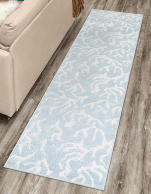 Light Blue 2' x 8' Sabrina Soto Outdoor Runner Area Rug Weather Resistant for Patio, Deck, Terrace, Balcony, Porch Durable Carpet for Exterior Home Design for Sale at Rug Engine