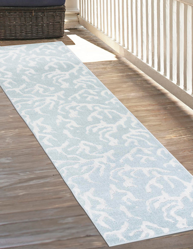 Light Blue 2' x 8' Sabrina Soto Outdoor Runner Area Rug Weather Resistant for Patio, Deck, Terrace, Balcony, Porch Durable Carpet for Exterior Home Design for Sale at Rug Engine