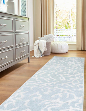 Light Blue 2' x 8' Sabrina Soto Outdoor Runner Area Rug Weather Resistant for Patio, Deck, Terrace, Balcony, Porch Durable Carpet for Exterior Home Design for Sale at Rug Engine