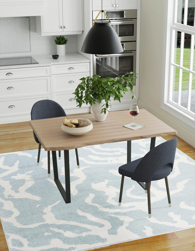 Light Blue 10' x 10' Sabrina Soto Outdoor Square Rug