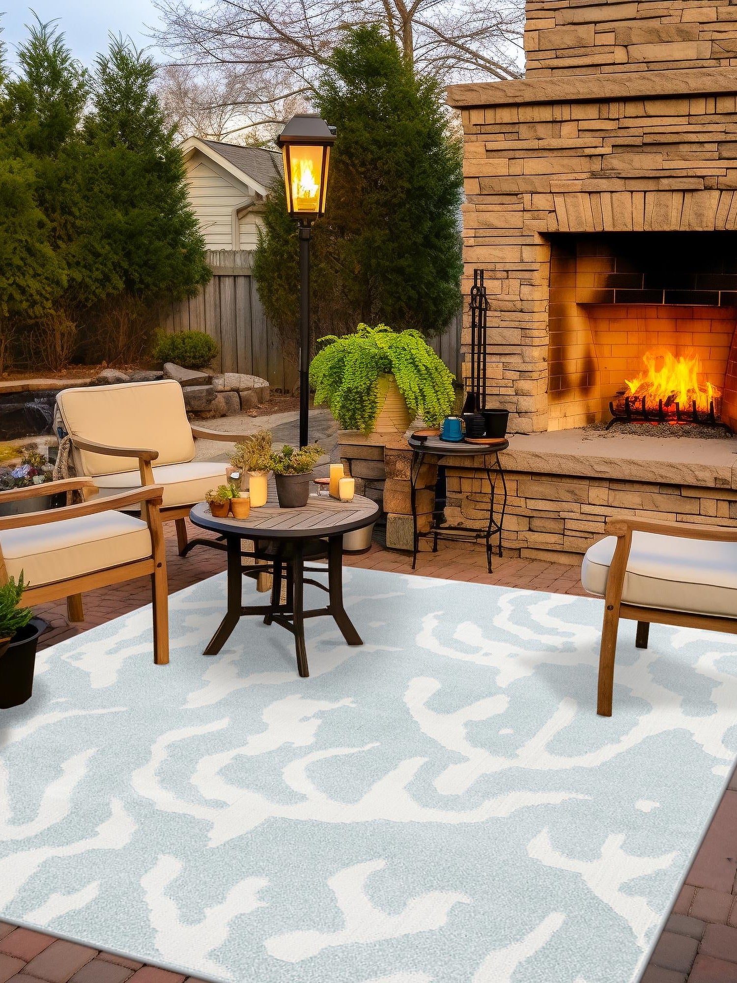 Light Blue 10' x 10' Sabrina Soto Outdoor Square Area Rug Weather Resistant for Patio, Deck, Terrace, Balcony, Porch Durable Carpet for Exterior Home Design for Sale at Rug Engine