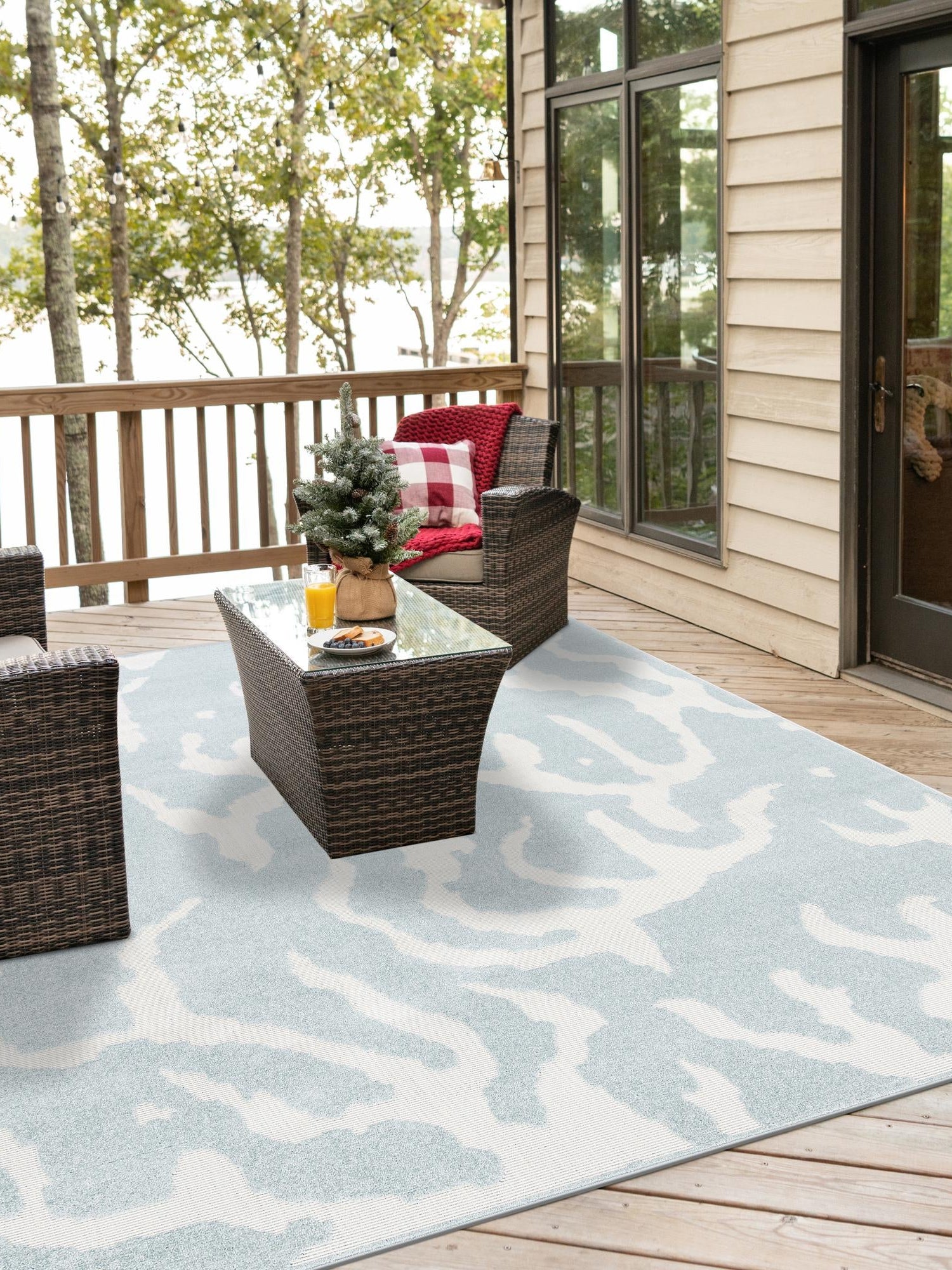 Light Blue 10' x 10' Sabrina Soto Outdoor Square Area Rug Weather Resistant for Patio, Deck, Terrace, Balcony, Porch Durable Carpet for Exterior Home Design for Sale at Rug Engine