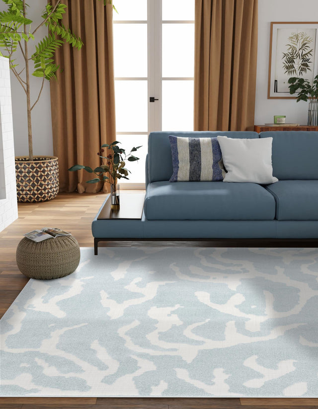 Light Blue 7' 10 x 7' 10 Sabrina Soto Outdoor Square Area Rug Weather Resistant for Patio, Deck, Terrace, Balcony, Porch Durable Carpet for Exterior Home Design for Sale at Rug Engine
