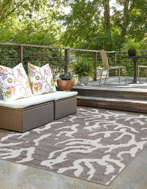 Gray 4' 1 x 6' 1 Sabrina Soto Outdoor Rectangle Area Rug Weather Resistant for Patio, Deck, Terrace, Balcony, Porch Durable Carpet for Exterior Home Design for Sale at Rug Engine