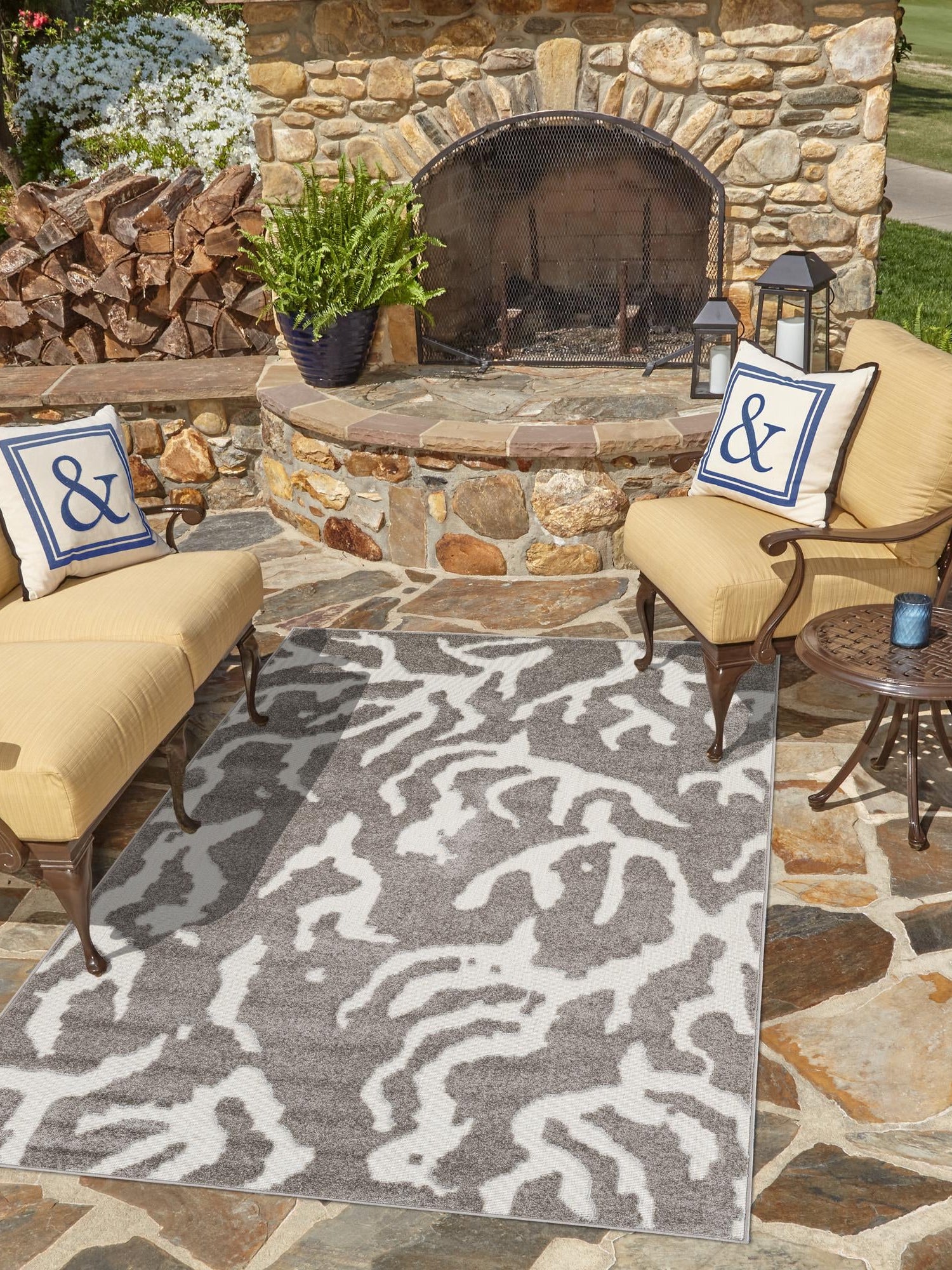 Gray 7' 10 x 10' Sabrina Soto Outdoor Rectangle Area Rug Weather Resistant for Patio, Deck, Terrace, Balcony, Porch Durable Carpet for Exterior Home Design for Sale at Rug Engine