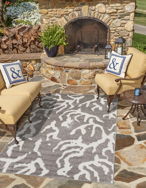 Gray 7' 10 x 10' Sabrina Soto Outdoor Rectangle Area Rug Weather Resistant for Patio, Deck, Terrace, Balcony, Porch Durable Carpet for Exterior Home Design for Sale at Rug Engine