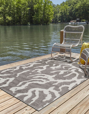 Gray 7' 10 x 10' Sabrina Soto Outdoor Rectangle Area Rug Weather Resistant for Patio, Deck, Terrace, Balcony, Porch Durable Carpet for Exterior Home Design for Sale at Rug Engine