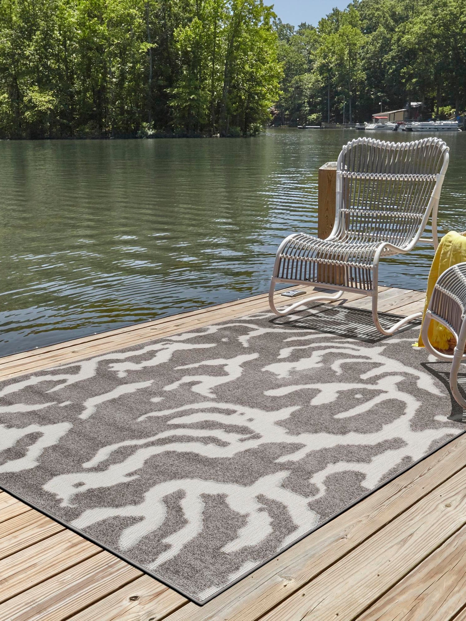 Gray 9' x 12' Sabrina Soto Outdoor Rectangle Area Rug Weather Resistant for Patio, Deck, Terrace, Balcony, Porch Durable Carpet for Exterior Home Design for Sale at Rug Engine