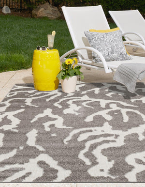 Gray 7' 10 x 10' Sabrina Soto Outdoor Rectangle Area Rug Weather Resistant for Patio, Deck, Terrace, Balcony, Porch Durable Carpet for Exterior Home Design for Sale at Rug Engine