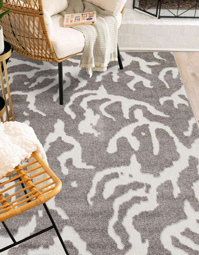 Gray 4' 1 x 6' 1 Sabrina Soto Outdoor Rectangle Area Rug Weather Resistant for Patio, Deck, Terrace, Balcony, Porch Durable Carpet for Exterior Home Design for Sale at Rug Engine