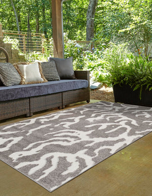 Gray 7' 10 x 10' Sabrina Soto Outdoor Rectangle Area Rug Weather Resistant for Patio, Deck, Terrace, Balcony, Porch Durable Carpet for Exterior Home Design for Sale at Rug Engine