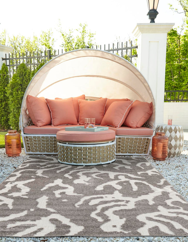 Gray 7' 10 x 10' Sabrina Soto Outdoor Rectangle Area Rug Weather Resistant for Patio, Deck, Terrace, Balcony, Porch Durable Carpet for Exterior Home Design for Sale at Rug Engine