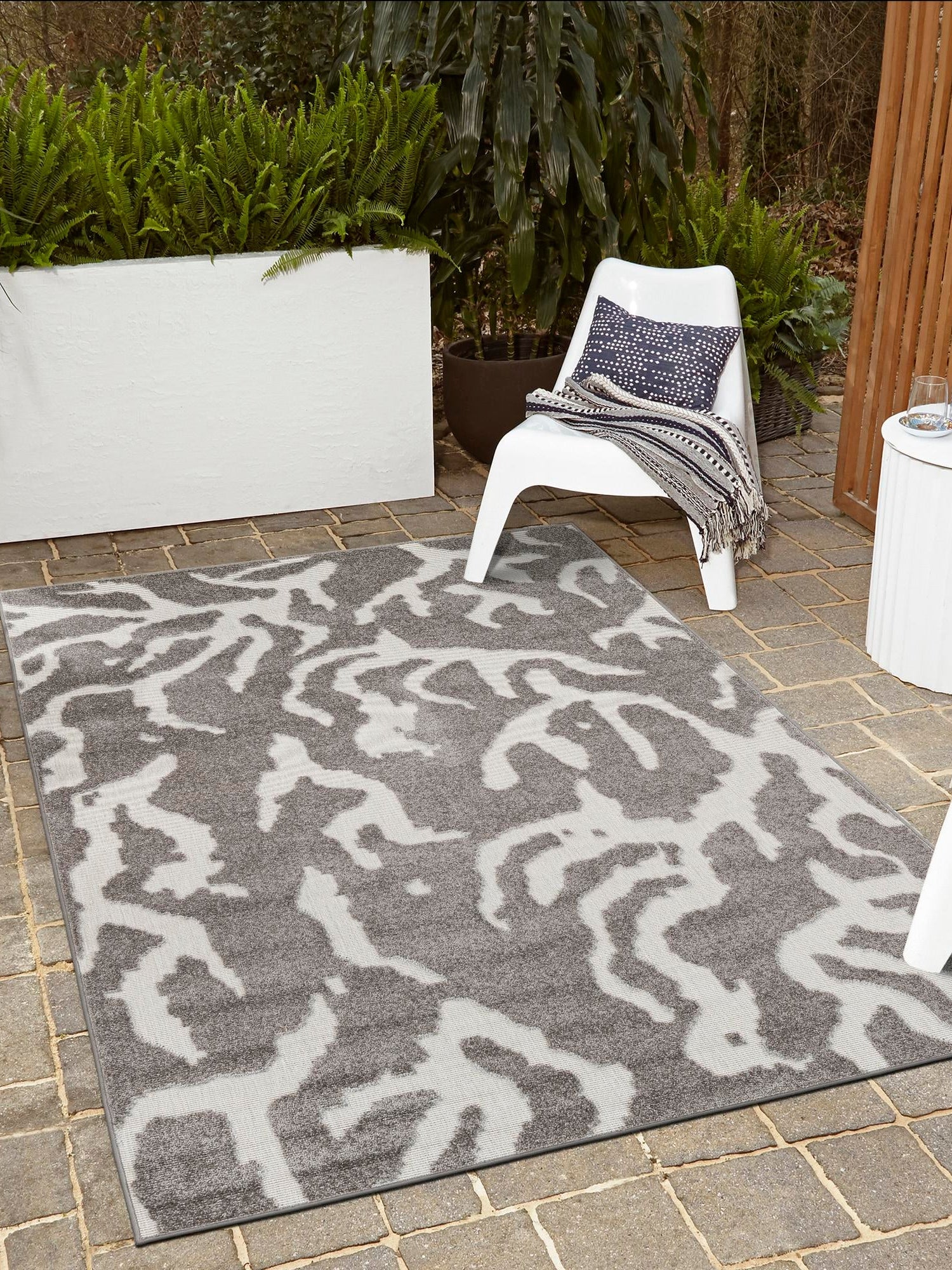 Gray 9' x 12' Sabrina Soto Outdoor Rectangle Area Rug Weather Resistant for Patio, Deck, Terrace, Balcony, Porch Durable Carpet for Exterior Home Design for Sale at Rug Engine