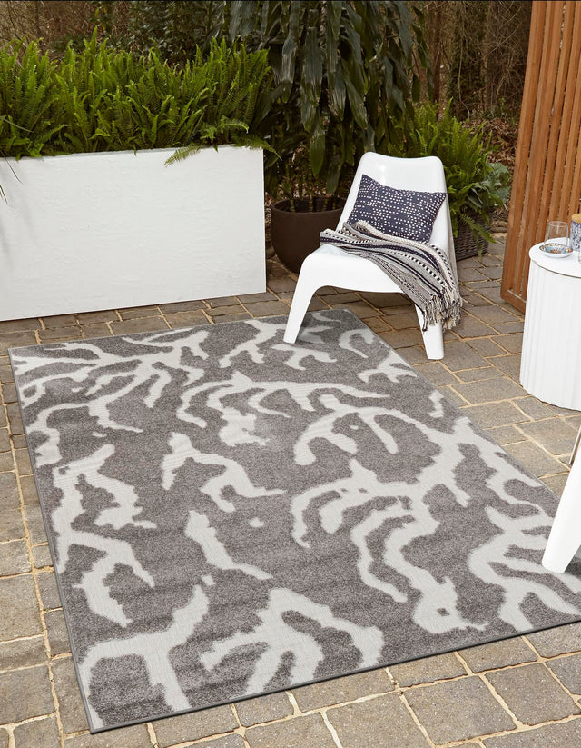 Gray 9' x 12' Sabrina Soto Outdoor Rectangle Area Rug Weather Resistant for Patio, Deck, Terrace, Balcony, Porch Durable Carpet for Exterior Home Design for Sale at Rug Engine