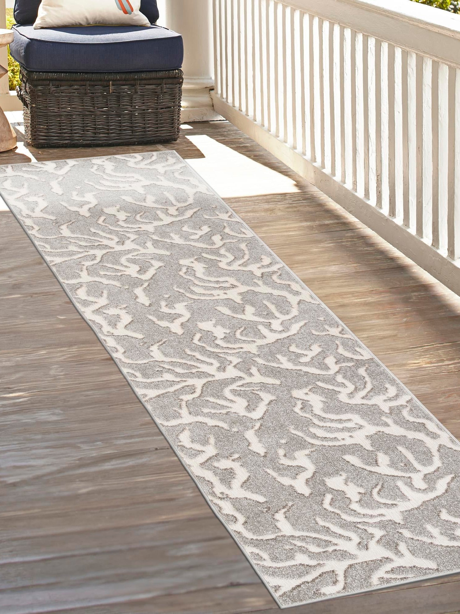 Gray 2' 7 x 10' Sabrina Soto Outdoor Runner Area Rug Weather Resistant for Patio, Deck, Terrace, Balcony, Porch Durable Carpet for Exterior Home Design for Sale at Rug Engine