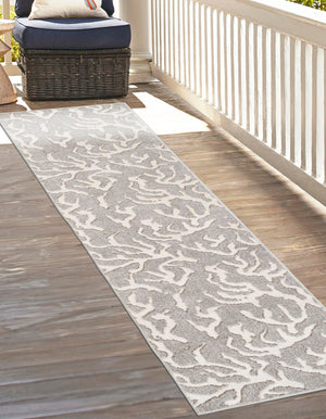 Gray 2' 7 x 10' Sabrina Soto Outdoor Runner Area Rug Weather Resistant for Patio, Deck, Terrace, Balcony, Porch Durable Carpet for Exterior Home Design for Sale at Rug Engine