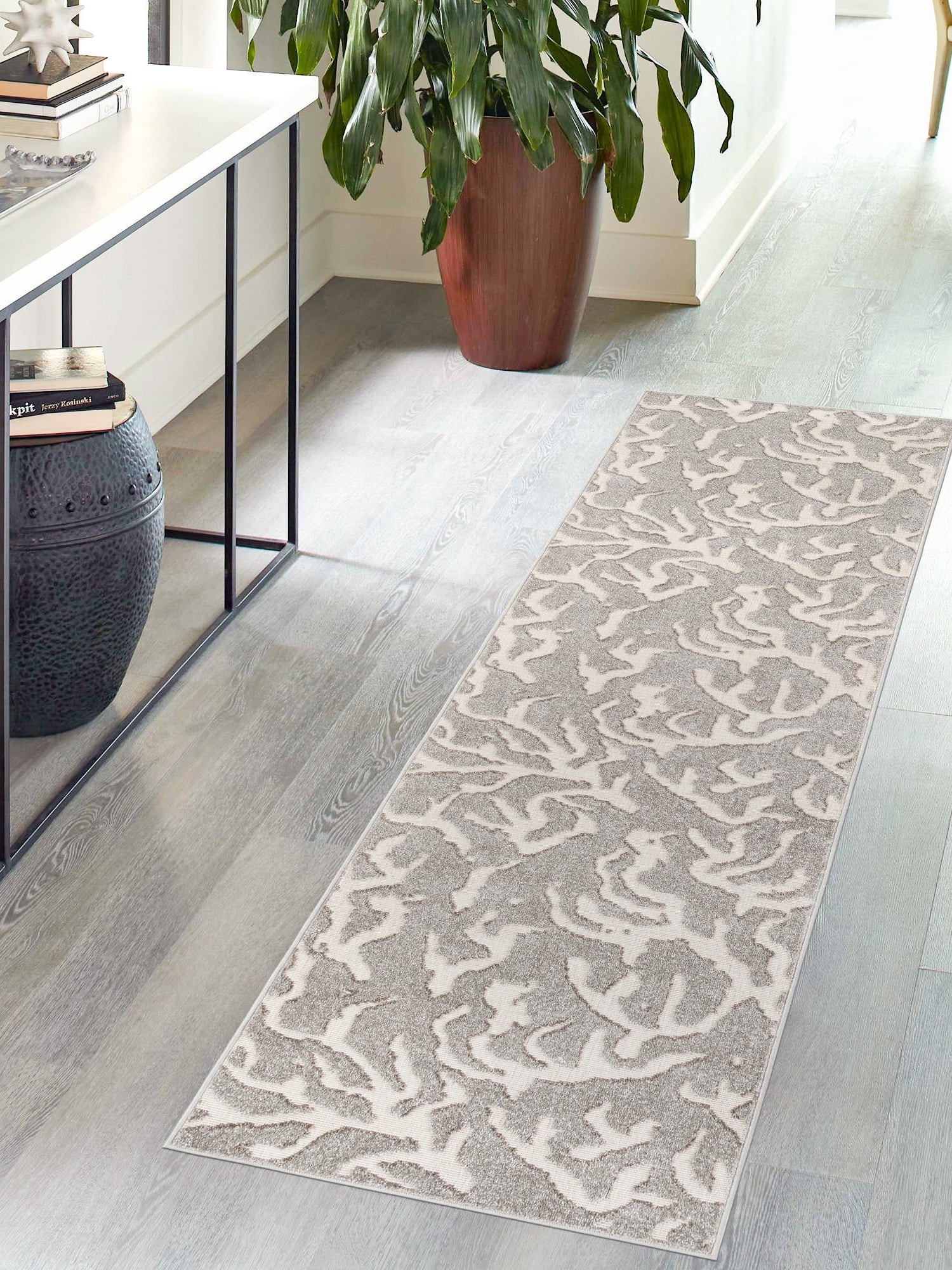 Gray 2' 7 x 12' Sabrina Soto Outdoor Runner Area Rug Weather Resistant for Patio, Deck, Terrace, Balcony, Porch Durable Carpet for Exterior Home Design for Sale at Rug Engine