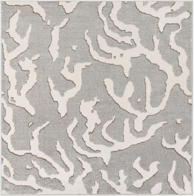 Gray 7' 10 x 7' 10 Sabrina Soto Outdoor Square Area Rug Weather Resistant for Patio, Deck, Terrace, Balcony, Porch Durable Carpet for Exterior Home Design for Sale at Rug Engine