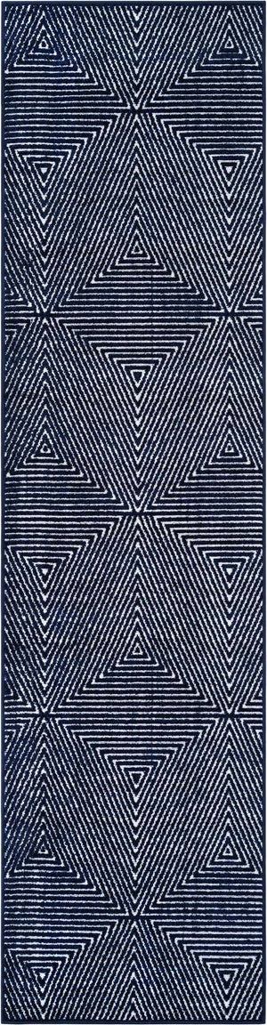 Navy Blue 2' 7 x 10' Sabrina Soto Outdoor Runner Area Rug Weather Resistant for Patio, Deck, Terrace, Balcony, Porch Durable Carpet for Exterior Home Design for Sale at Rug Engine