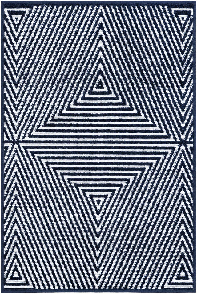 Navy Blue 2' x 3' 1 Sabrina Soto Outdoor Rectangle Area Rug Weather Resistant for Patio, Deck, Terrace, Balcony, Porch Durable Carpet for Exterior Home Design for Sale at Rug Engine