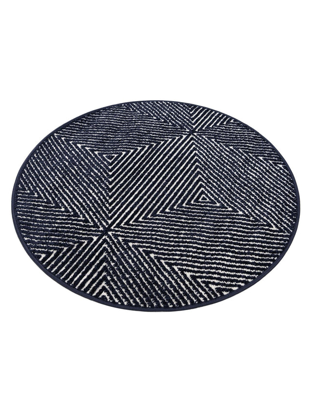 Navy Blue 3' 1 x 3' 1 Sabrina Soto Outdoor Round Area Rug Weather Resistant for Patio, Deck, Terrace, Balcony, Porch Durable Carpet for Exterior Home Design for Sale at Rug Engine