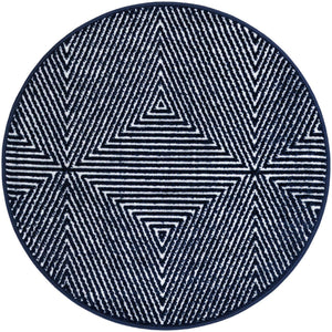 Navy Blue 3' 1 x 3' 1 Sabrina Soto Outdoor Round Area Rug Weather Resistant for Patio, Deck, Terrace, Balcony, Porch Durable Carpet for Exterior Home Design for Sale at Rug Engine