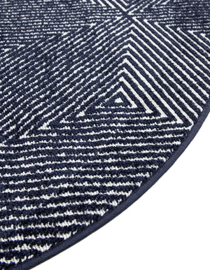 Navy Blue 5' 1 x 5' 1 Sabrina Soto Outdoor Round Area Rug Weather Resistant for Patio, Deck, Terrace, Balcony, Porch Durable Carpet for Exterior Home Design for Sale at Rug Engine