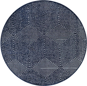 Navy Blue 5' 1 x 5' 1 Sabrina Soto Outdoor Round Area Rug Weather Resistant for Patio, Deck, Terrace, Balcony, Porch Durable Carpet for Exterior Home Design for Sale at Rug Engine