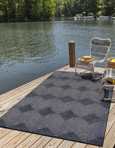 Navy Blue 9' x 12' Sabrina Soto Outdoor Rectangle Rug