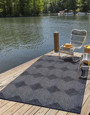 Navy Blue 4' 1 x 6' 1 Sabrina Soto Outdoor Rectangle Area Rug Weather Resistant for Patio, Deck, Terrace, Balcony, Porch Durable Carpet for Exterior Home Design for Sale at Rug Engine