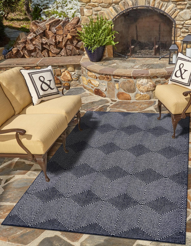 Navy Blue 6' 1 x 9' Sabrina Soto Outdoor Rectangle Area Rug Weather Resistant for Patio, Deck, Terrace, Balcony, Porch Durable Carpet for Exterior Home Design for Sale at Rug Engine