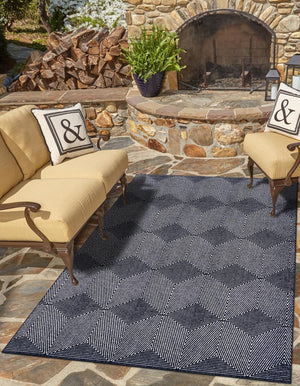 Navy Blue 5' 1 x 8' Sabrina Soto Outdoor Rectangle Area Rug Weather Resistant for Patio, Deck, Terrace, Balcony, Porch Durable Carpet for Exterior Home Design for Sale at Rug Engine