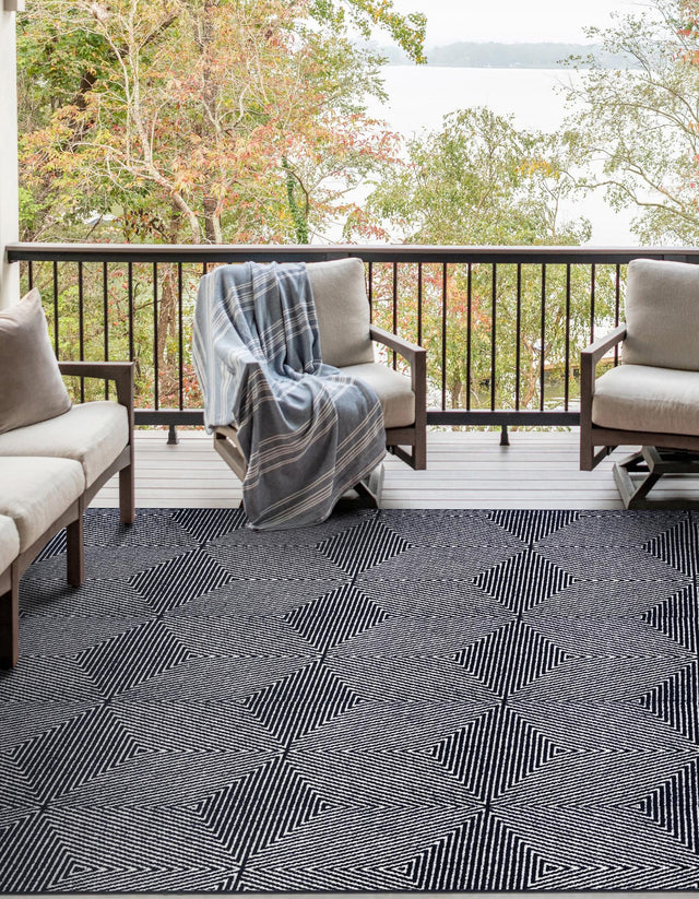 Navy Blue 6' 1 x 9' Sabrina Soto Outdoor Rectangle Area Rug Weather Resistant for Patio, Deck, Terrace, Balcony, Porch Durable Carpet for Exterior Home Design for Sale at Rug Engine